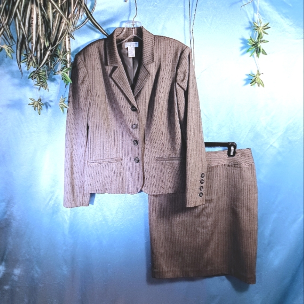 Grey pinstripe suit